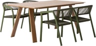 Messina & Elegance ruokailuryhmä 160x100 neljälle: Tyylikäs ulkoruokailuryhmä, johon kuuluu 160x100 cm pöytä ja neljä pinottavaa tuolia. Sopii täydellisesti terassille tai puutarhaan.