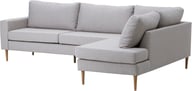 Blink avokulmasohva oikea beige, tammijalka: Tyylikäs avokulmasohva, beige kangas, tammi jalat. Täydellinen olohuoneeseen rentoutumiseen ja sosiaalisiin hetkiin.
