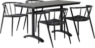 Dakota & Deco ruokailuryhmä 130x70 neljälle: Tyylikäs ulkoruokailuryhmä mustasta ja harmaasta, sisältää 130x70 cm pöydän ja 4 deco-tuolia. Erinomainen valinta terassille tai parvekkeelle.