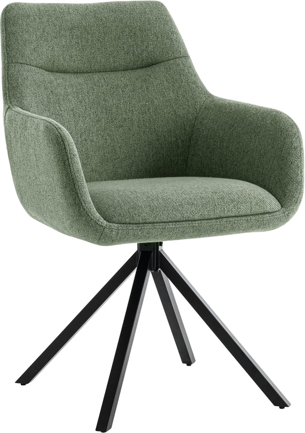 North Collection Everly ruokapöydän tuoli käsinojilla vihreä (Kiinteä Star-jalka)