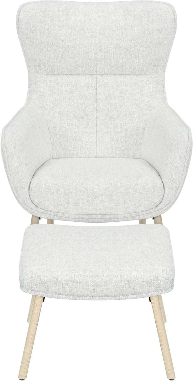 N&L Lisbet lepotuoli & rahi, beige verhoilu, valkovahatun tammen värinen runko