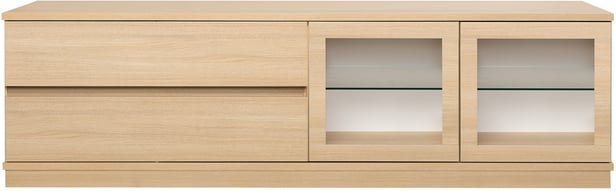 Sata taso nro 48. 183cm 2 lasiovi oikea + 2ltk vaalea tammi, sokkeli