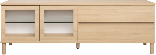 Sata taso nro 47. 183cm 2 lasiovi vasen + 2ltk vaalea tammi, pyöreä jalka