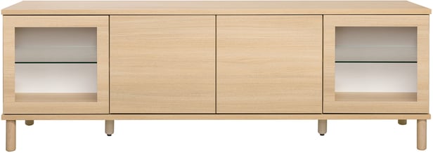 Sata taso nro 50. 183cm 2 ovea + 2 lasiovea vaalea tammi, pyöreä jalka