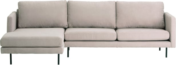 Copenhagen Scandic 3-istuttava divaanisohva (vasen), Soro 21 beige / mustat jalat