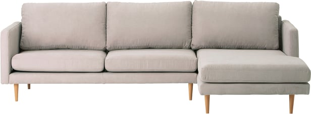 Copenhagen Scandic 3-istuttava divaanisohva (oikea), Soro 21 beige / tammijalat