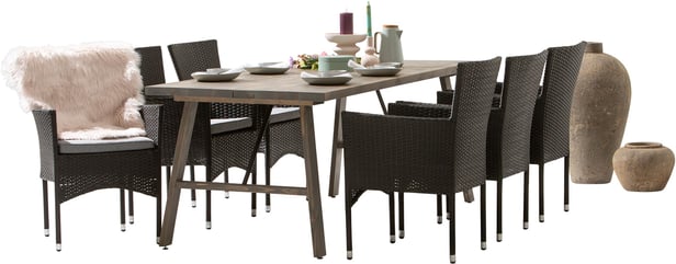 Kalle & Bolton ruokailuryhmä 200x90 kuudelle, harmaa