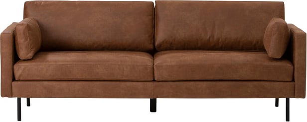 Nordic 3-ist. sohva vaaleanruskea bonded-nahka / mustat metallijalat