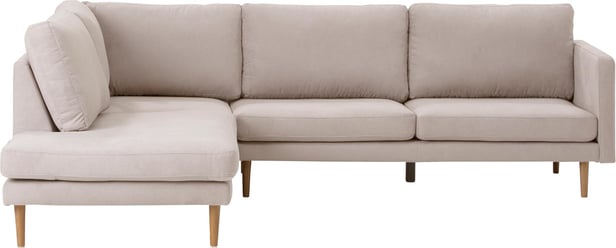 Copenhagen Scandic avokulmasohva (vasen), Soro 21 beige / tammijalat