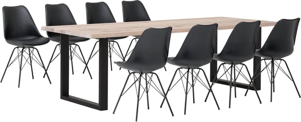 Estelle & Concept Black ruokailuryhmä 95x240 kahdeksalle valkoöljytty tammi