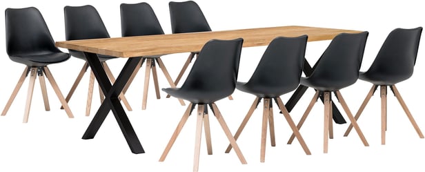 Estelle & Concept Oak ruokailuryhmä 95x240 kahdeksalle öljytty tammi