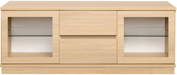 Sata taso nro 32. 138cm 2 lasiovea + 2ltk vaalea tammi, sokkeli