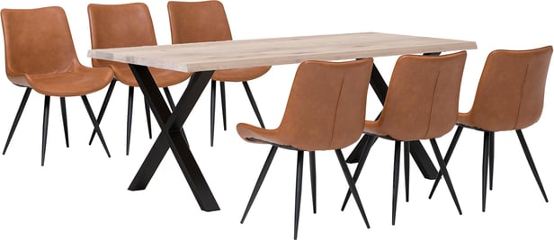Estelle & Chic ruokailuryhmä 95x190 kuudelle valkoöljytty tammi