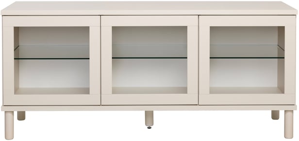 Sata-sarja taso nro 33. 138cm 3 lasiovea greige, pyöreä jalka