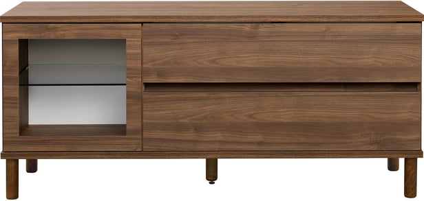 Sata taso nro 39. 138cm 2ltk + lasiovi vasen ruskea, pyöreä jalka