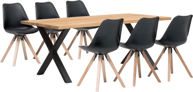 Isla & Concept Oak ruokailuryhmä 95x190 kuudelle öljytty tammi