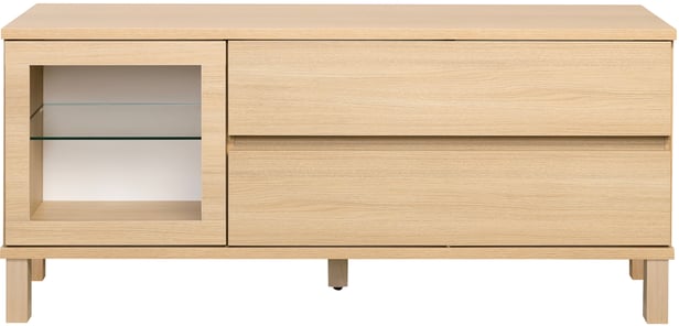 Sata taso nro 39. 138cm 2ltk + lasiovi vasen vaalea tammi, kantikas jalka