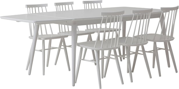 Reino ruokailuryhmä jatkettava 170/215x95 kuudelle, valkoinen