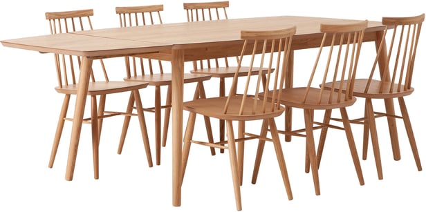 Reino ruokailuryhmä jatkettava 170/215x95 kuudelle, lakattu tammi