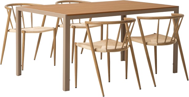 Albury & Deco ruokailuryhmä 150x90 neljälle Tammi/beige tuoli