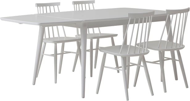 Reino ruokailuryhmä jatkettava 140/185x90 neljälle, valkoinen
