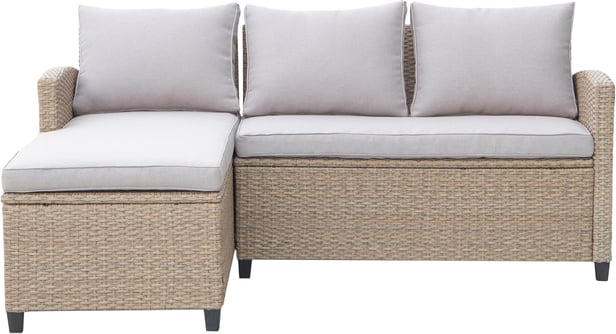 Savona 3-istuttava divaanisohva, harmaa/beige polyrottinki
