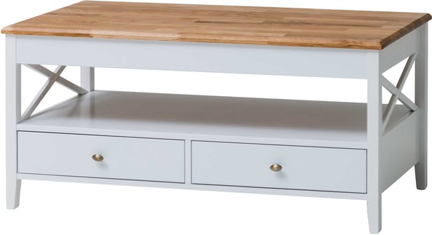 Hovi sohvapöytä laatikolla 105cm, valkoinen/öljyttytammi