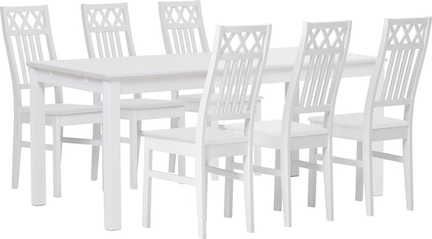 Hovi ruokailuryhmä 170x85 kuudelle, valkoinen