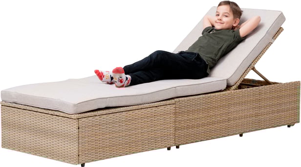 Savona aurinkosänky, harmaa/beige polyrottinki