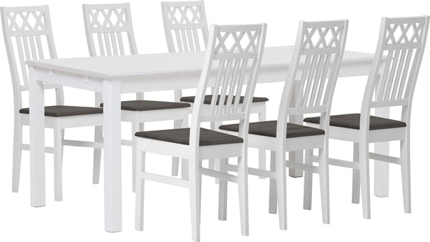 Hovi ruokailuryhmä 170x85 kuudelle, valkoinen/harmaa