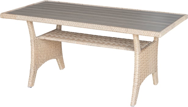 Savona sohvapöytä 144x67cm, harmaa/beige polyrottinki