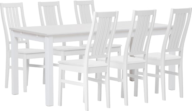 Hovi ruokailuryhmä 170x85 kuudelle, valkoinen