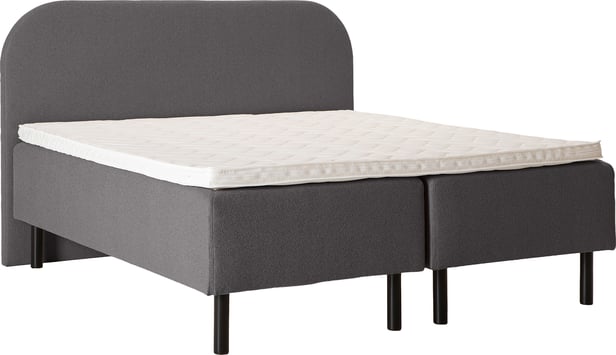Unelle 500 Viscolux runkopatjasetti 5-vyöh. visco 160x200cm medium/medium, Fano 93 tummanharmaa, mustat puujalat (sis. Memory-petauspatja soft + sileä pääty)