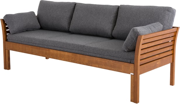 Kanerva 3-istuttava vuodesohva taittopatjasarjalla 190cm, pähkinä/harmaa