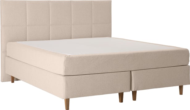 Unelle 500 Viscolux jenkkisänky 5-vyöhyke visco, 180x200, medium/medium, Fano 03 luonnonvalkoinen, tammijalat (sis. ruutu pääty)