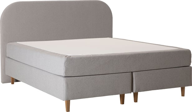 Unelle 500 Viscolux jenkkisänky 5-vyöhyke visco, 180x200, hard/hard, Fano 80 vaaleanharmaa, tammijalat (sis. sileä pääty)