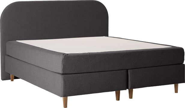 Unelle 500 Viscolux jenkkisänky 5-vyöhyke visco, 180x200, medium/medium, Fano 93 tummanharmaa, tammijalat (sis. sileä pääty)