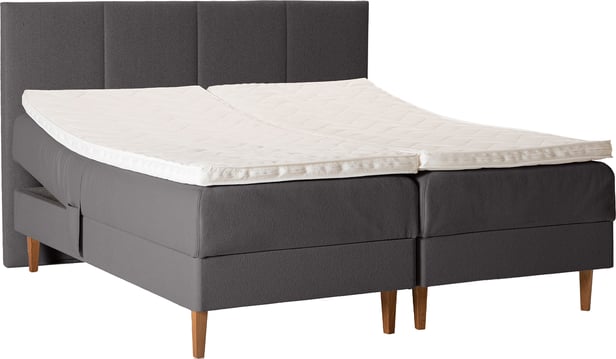Unelle 500 Viscolux moottorisänky 5-vyöh. visco 160x200cm medium/hard, fano 93 tummanharmaa sis. tammijalat (sis. memory pp medium + raita pääty)