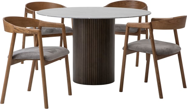 Austin & Långön ruokailuryhmä pyöreä 120cm neljälle, ruskea/harmaa