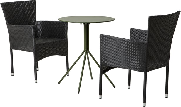 Trento & Bolton ruokailuryhmä pyöreä 60cm kahdelle vihreä/musta