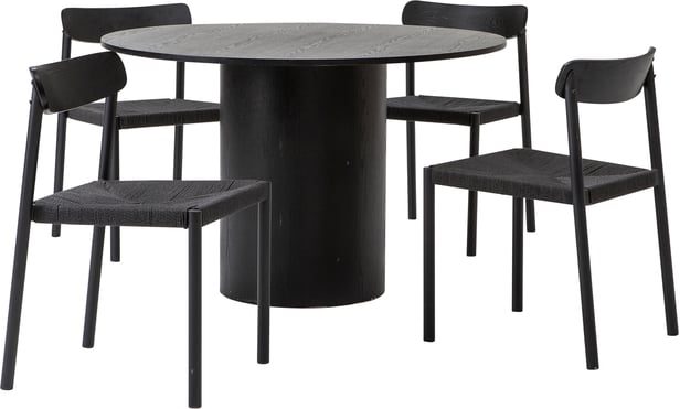 Rotondo & Malmön ruokailuryhmä pyöreä 120cm neljälle, musta