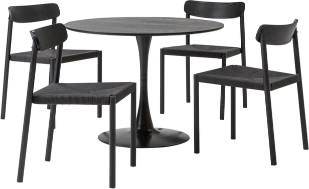 Apollo & Malmön ruokailuryhmä pyöreä 100cm neljälle, musta