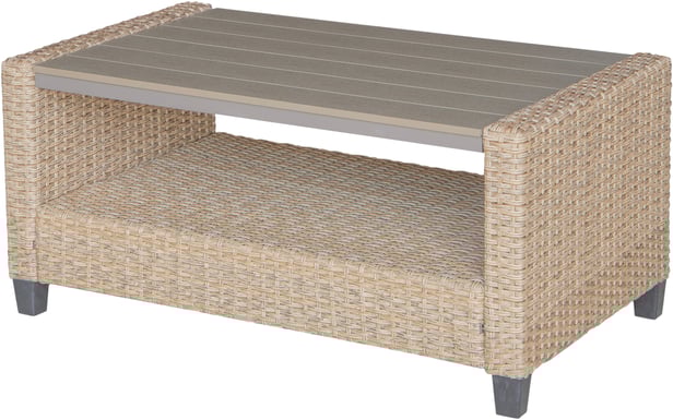 Savona sohvapöytä 92x56cm, harmaa/beige polyrottinki