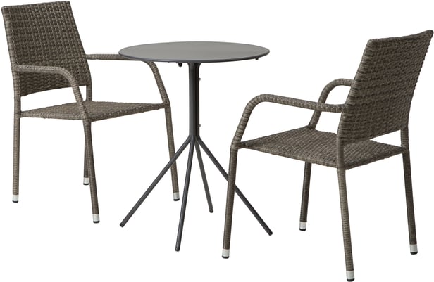 Trento & Oliva ruokailuryhmä pyöreä 60cm kahdelle musta/harmaa
