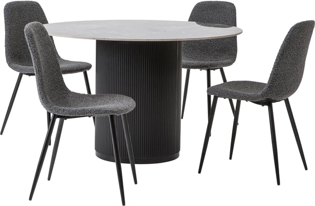 Kalida & Maria ruokailuryhmä pyöreä 120cm neljälle, musta/tummanharmaa