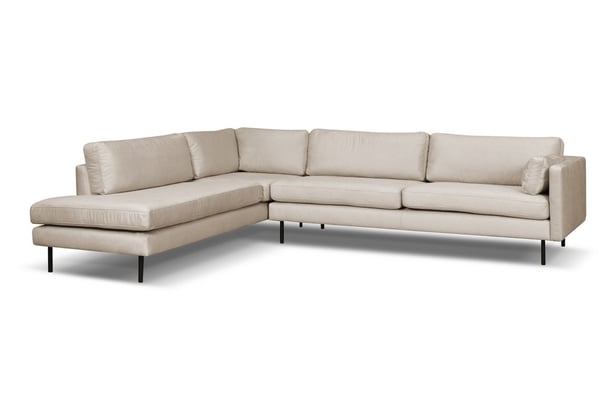 Copenhagen Nordic avokulma vasen ontario 2 vaalea beige, mustilla jaloilla