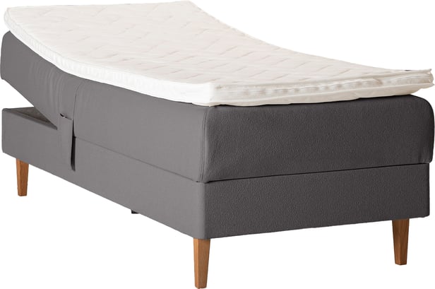 Unelle 500 Viscolux moottorisänky 5-vyöh. visco 80x200cm medium, fano 93 tummanharmaa sis. tammijalat (sis. memory pp medium)