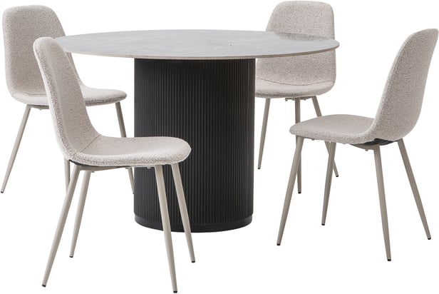 Kalida & Maria ruokailuryhmä pyöreä 120cm neljälle, musta/beige