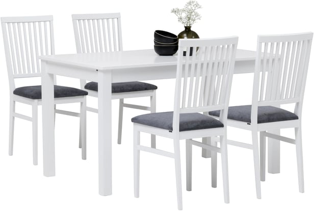 Elise & Kartano ruokailuryhmä 80x130 neljälle valkoinen