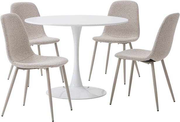 Apollo & Maria ruokailuryhmä pyöreä 100cm neljälle, valkoinen/beige
